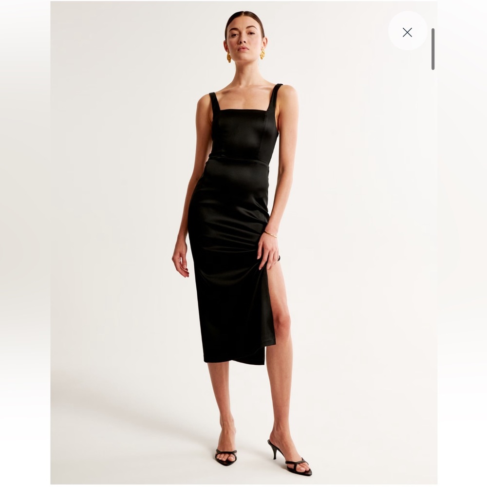 Abercrombie & Fitch Sculpting Stretch Satin Midi Dress Small